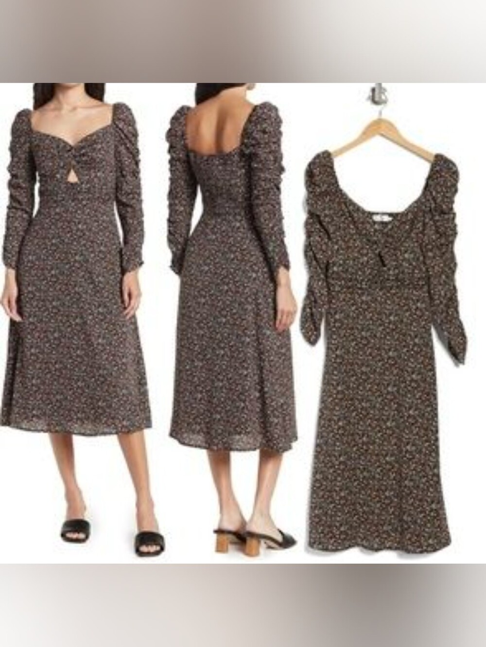 NWOT!ASTR Fall Floral Anthro Women's Keyhole Glam Garden Party Midi Dress Small